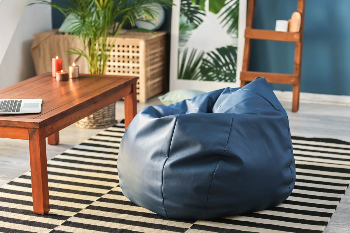 bean bag chair in living room
