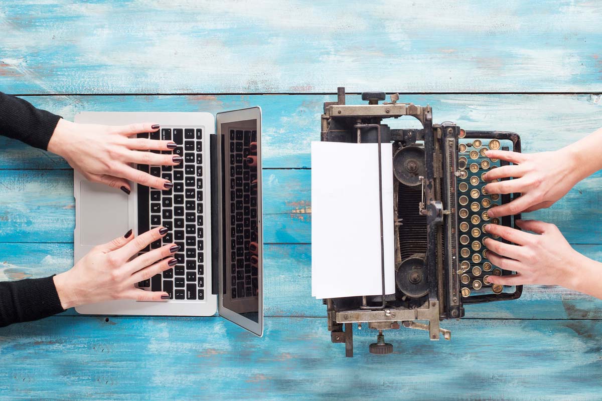 laptop and typewriter
