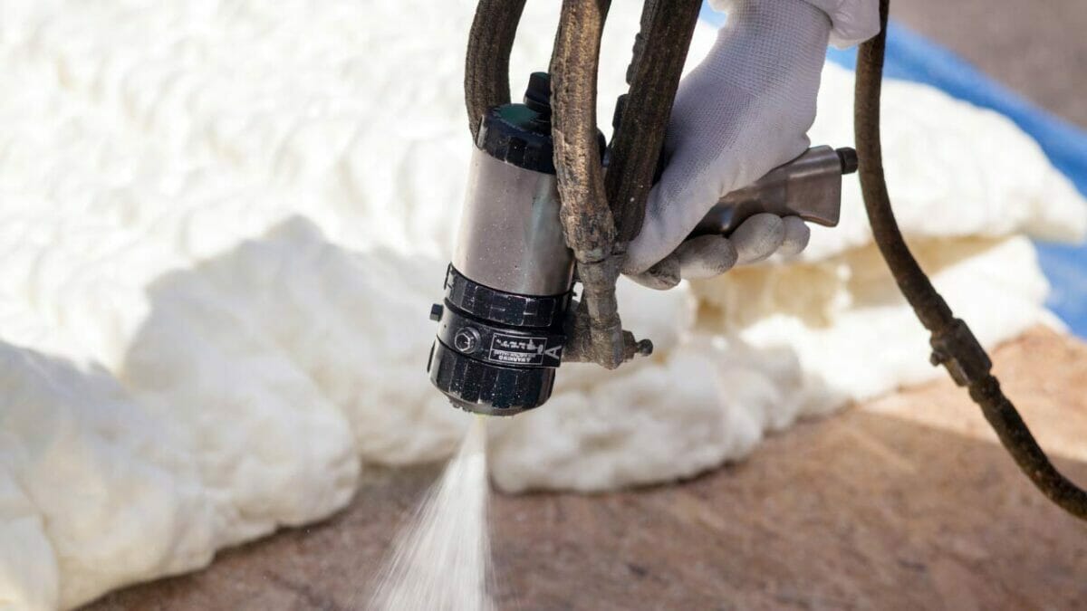 spray foam insulation being sprayed