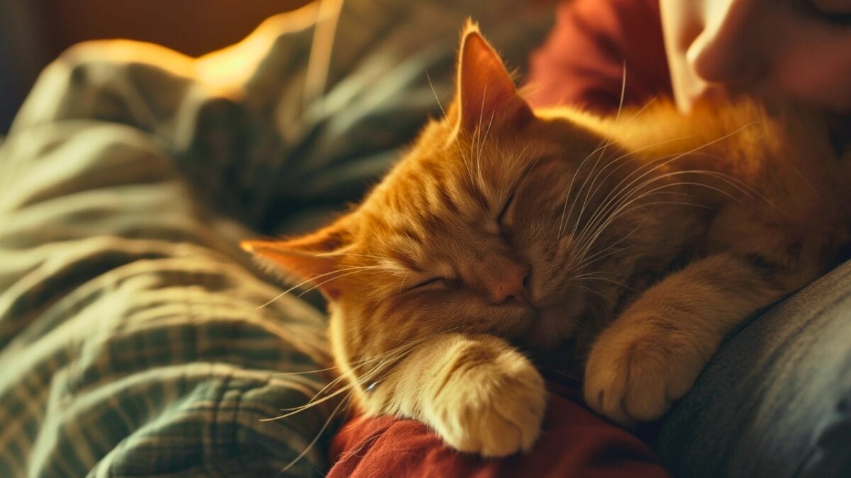 Cat’s Intuition: Offering Comfort & Companionship in Times of Loss - Realistic shot Cat giving emotional Comfort mj