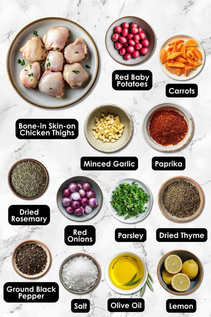 This Slow Cooker Chicken Thighs Recipe is a Healthy Comfort Dish - Slow Cooker Chicken Thighs Vegetables ingredients