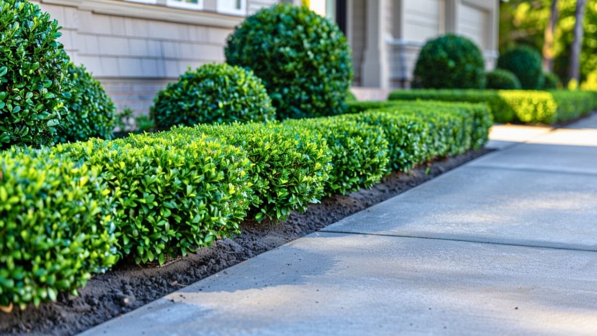 Say Goodbye to Garden Chores with These 20 Maintenance-Free Front Yard Ideas  - boxwood shrub