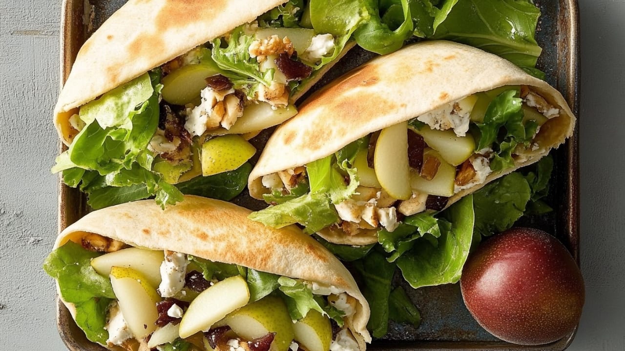 Pear-fect Twist on a Classic: Waldorf Salad Meets Pita Pockets - Pear Waldorf Pitas