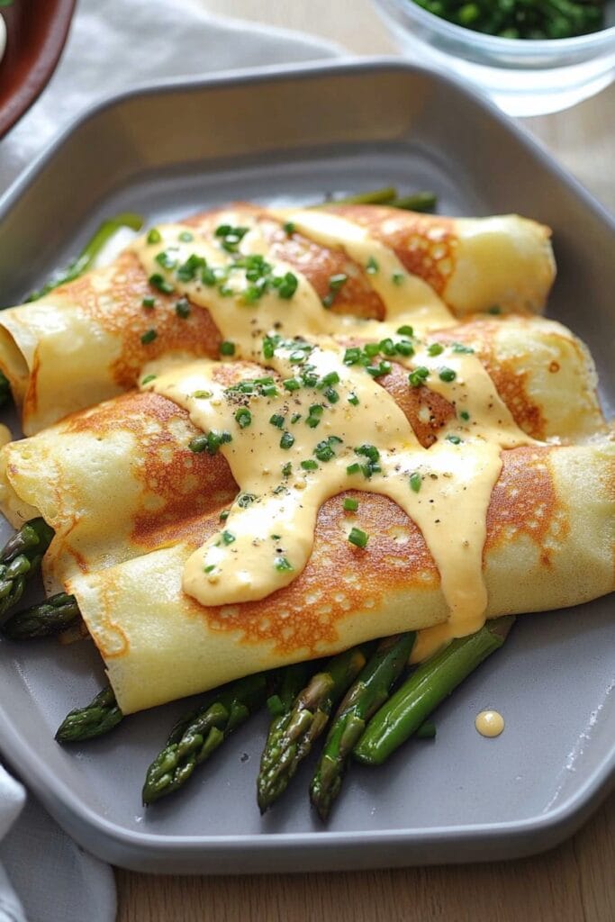 Elevate Your Weekend with This Irresistible Asparagus Crepes Recipe - Savory Asparagus Crepes pin