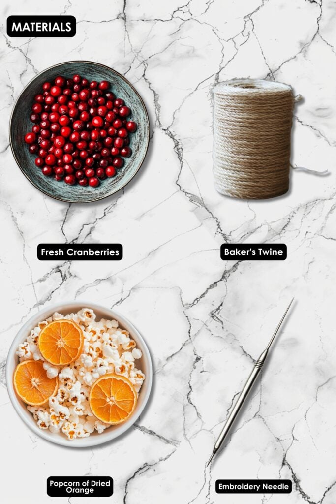Handmade Cranberry Garlands: A Timeless Decoration for the Holiday Season - Handmade Cranberry Garland Materials