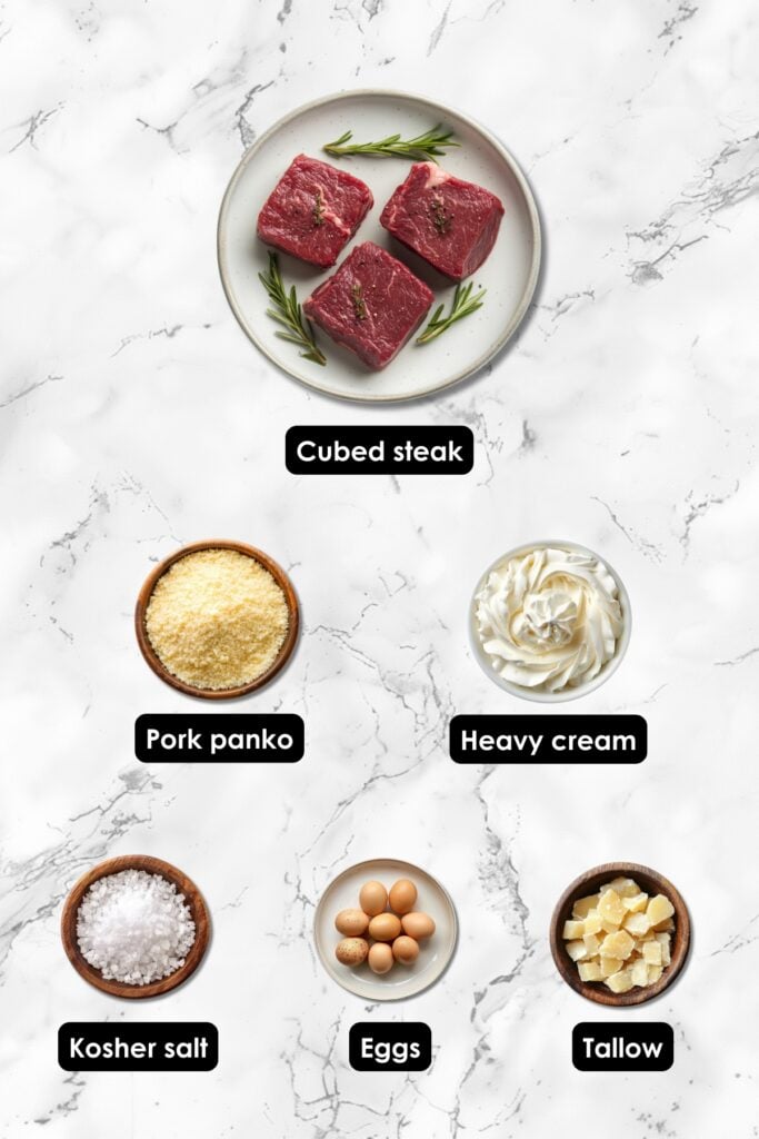 Country-Fried Steak with Gravy: A Carnivore Diet Classic Recipe - Country Fried Steak with Gravy Ingredients