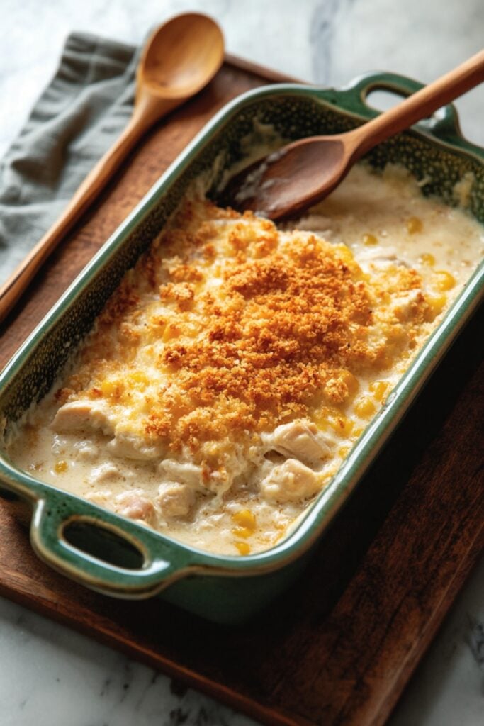 This Creamy Chicken Casserole Recipe Is Pure Carnivore Bliss - Creamy Chicken Casserole With Crunchy Pork Panko Toppings Pin