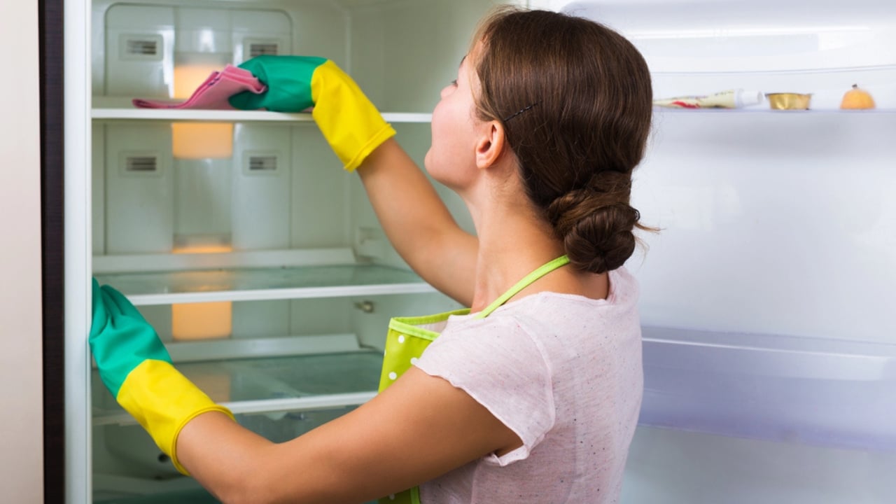20 Everyday Hydrogen Peroxide Uses Everyone Should Know - Housewife cleaning refrigerator dp90604032 dnoh