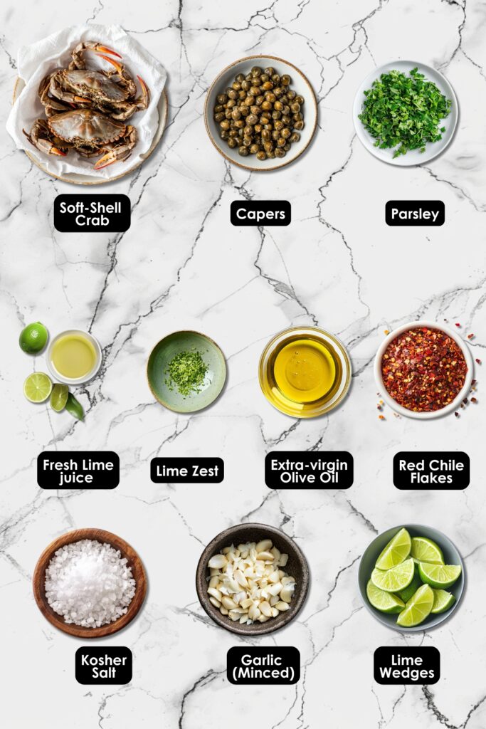 Seafood Dinner Recipe: Perfect Soft-Shell Crabs at Home - Soft Shell Crabs Lime Salsa Verde Ingredients