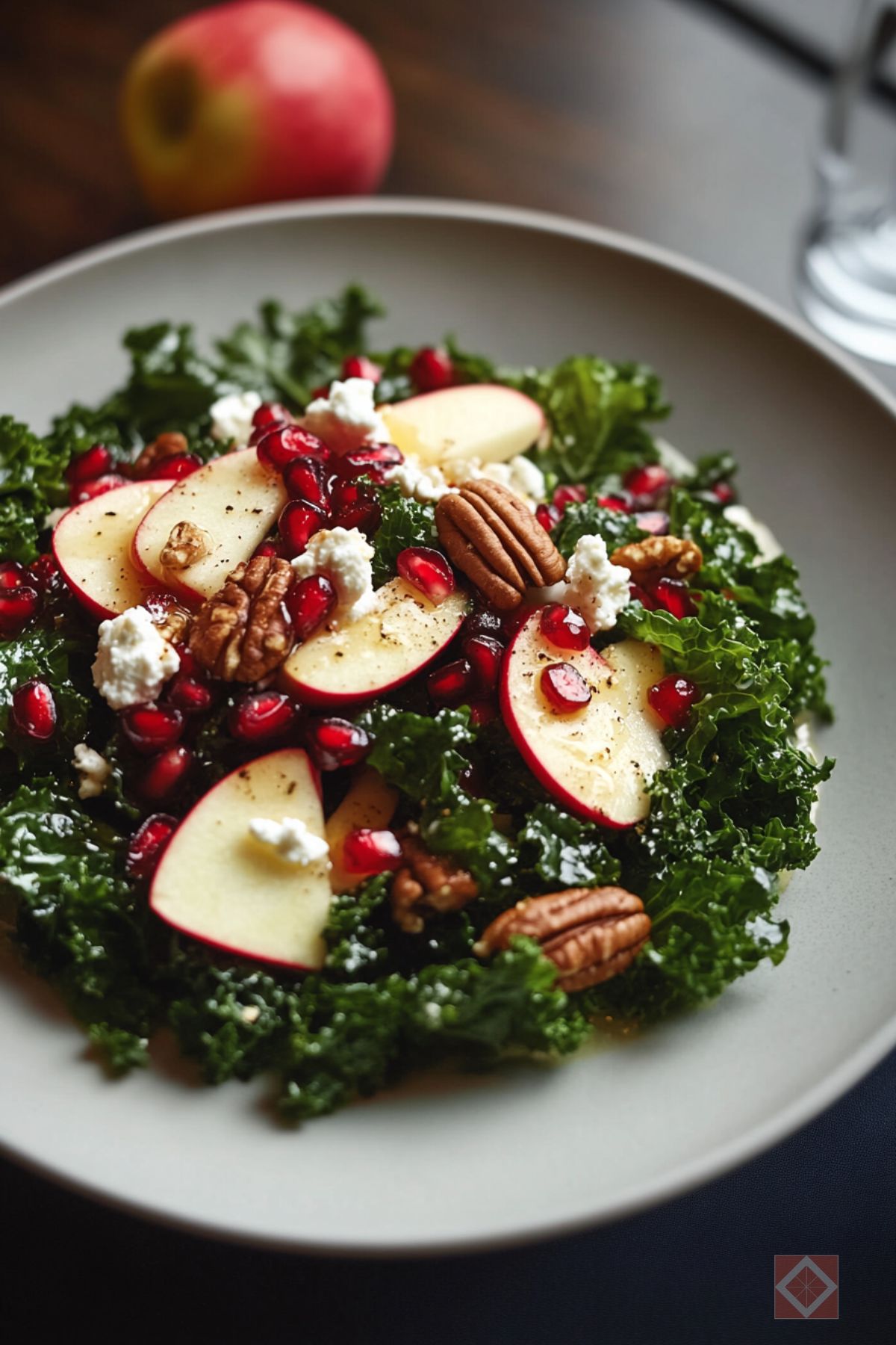 You’re One Maple-Dijon Dressing Away from Loving Kale Salad - Apple Pomegranate Kale Salad pin 2 midia