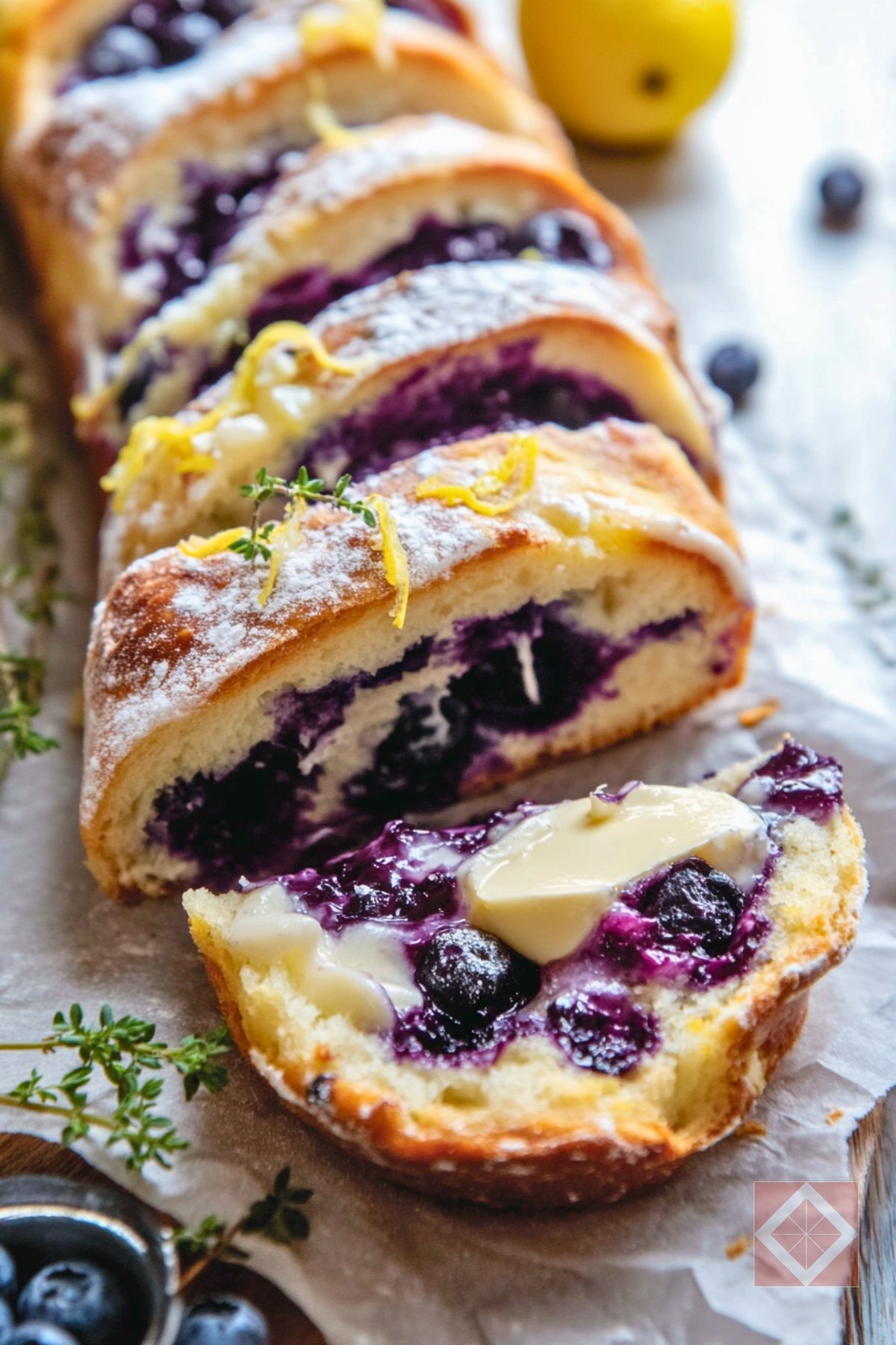 Blueberry Lemon Pull-Apart Bread Made Simple - Blueberry Pull Apart Bread pin 2 midia