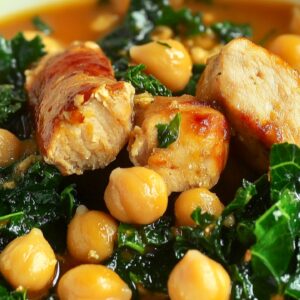 Easy Braised Chicken Sausages with Chickpeas & Kale One-Pot Recipe - Braised Chicken Sausages with Chickpeas and Kale midia