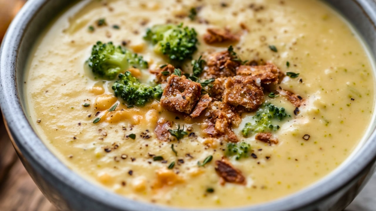 Seasoned Pretzel Broccoli Cheddar Soup for Cozy Nights - Broccoli Cheddar Soup midia 1