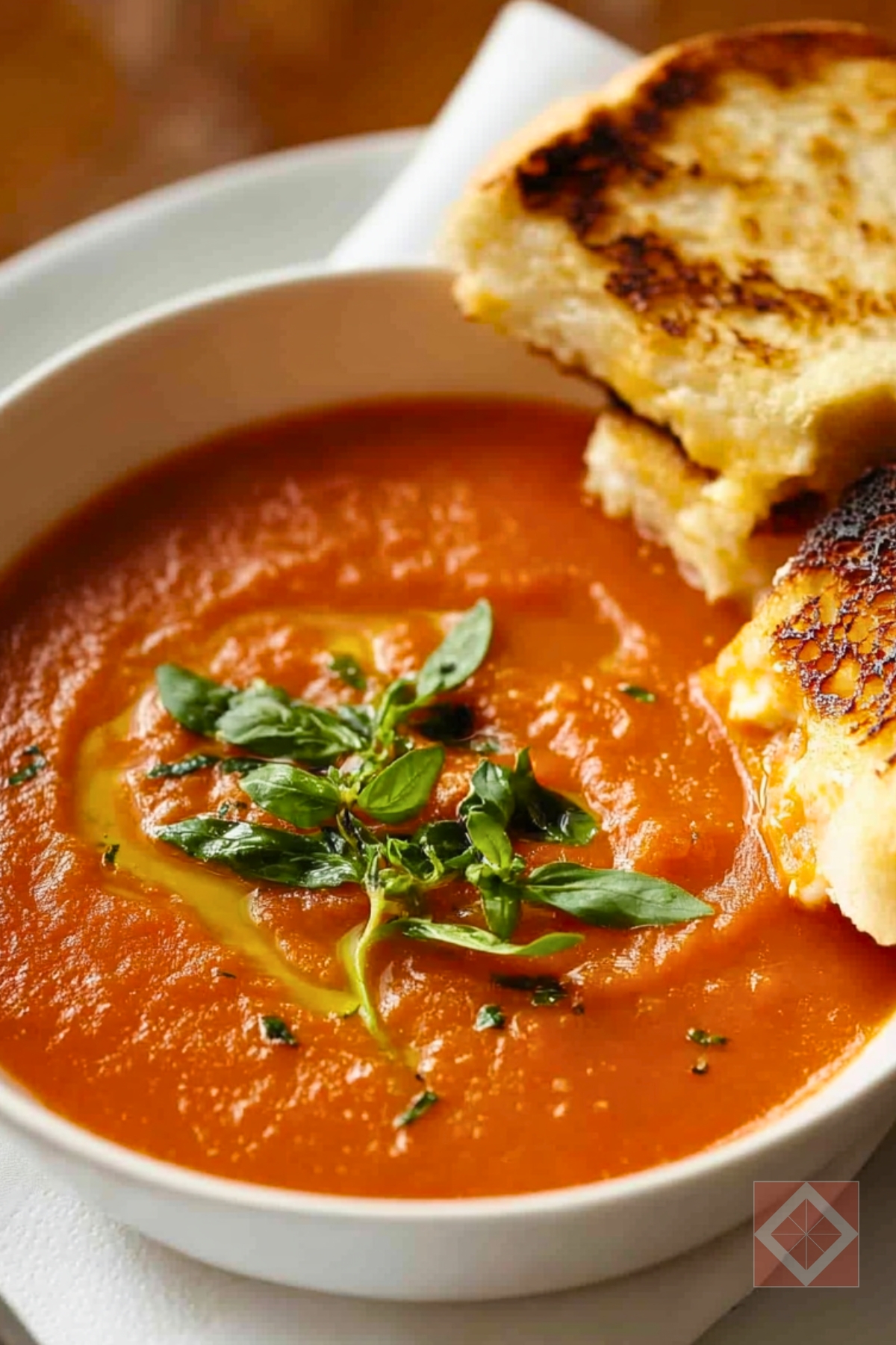 Comfort in a Bowl: Tomato Soup with a Gourmet Twist - Butter Roasted Tomato Soup with Honeyd Brie Grilled Cheese pin 2 midia