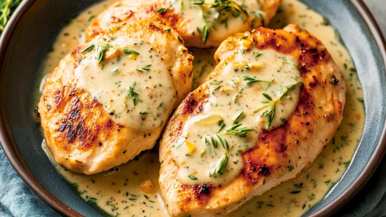 Healthy & Flavorful Chicken with Creamy Tarragon Sauce - Chicken Breasts with Tarragon Cream Sauce midia
