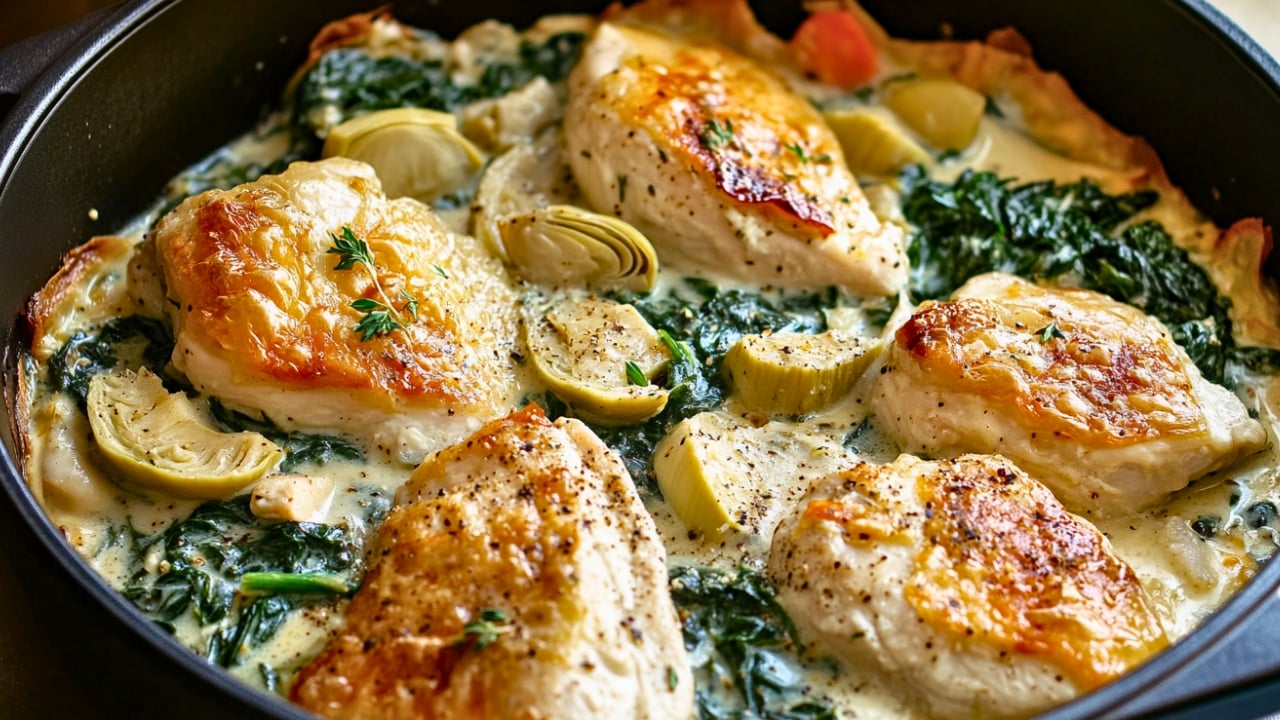 Easy Chicken, Spinach & Artichoke One-Pot Recipe Without the Mess - Chicken Spinach and Artichoke One Pot midia