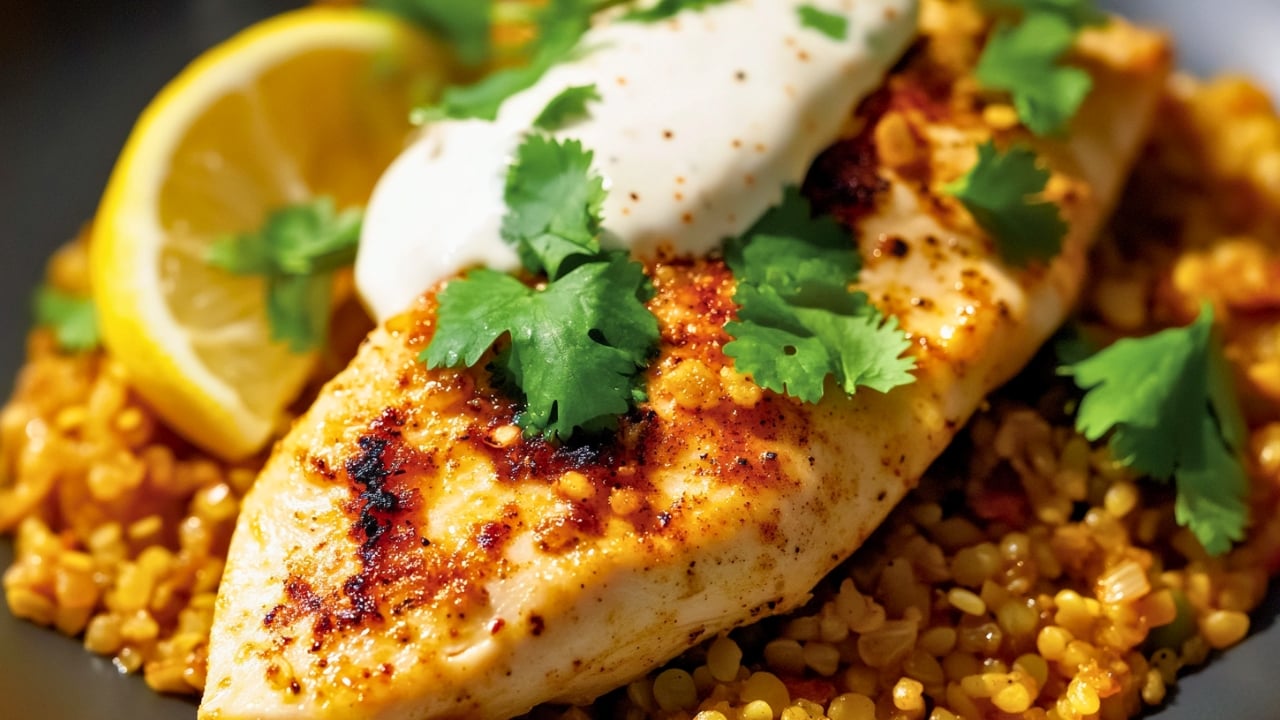 Easy Chicken with Spiced Freekeh, Cilantro & Lemon Dinner Recipe - Chicken with Spiced Freekeh Cilantro and Lemon midia