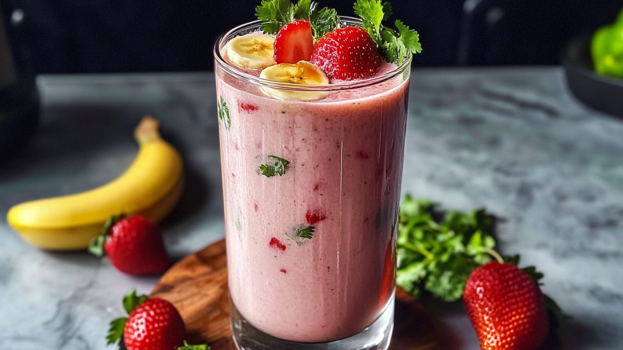 Easy Cilantro Strawberry Banana Juicing Recipe For a Morning Boost - Cilantro Strawberry Banana Juice midia