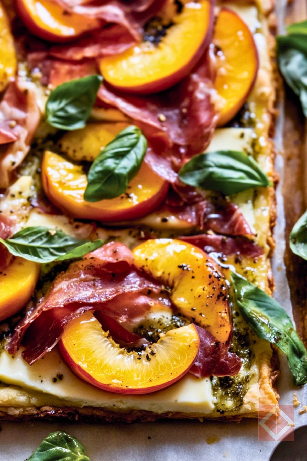 Crispy Prosciutto Tart: An Easy Recipe with Brie & Peaches - Crispy Prosciutto Tart pin 2 midia