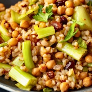 Heart-Healthy Farro Dinner with Crispy Leeks & Chickpeas - Farro Dinner midia