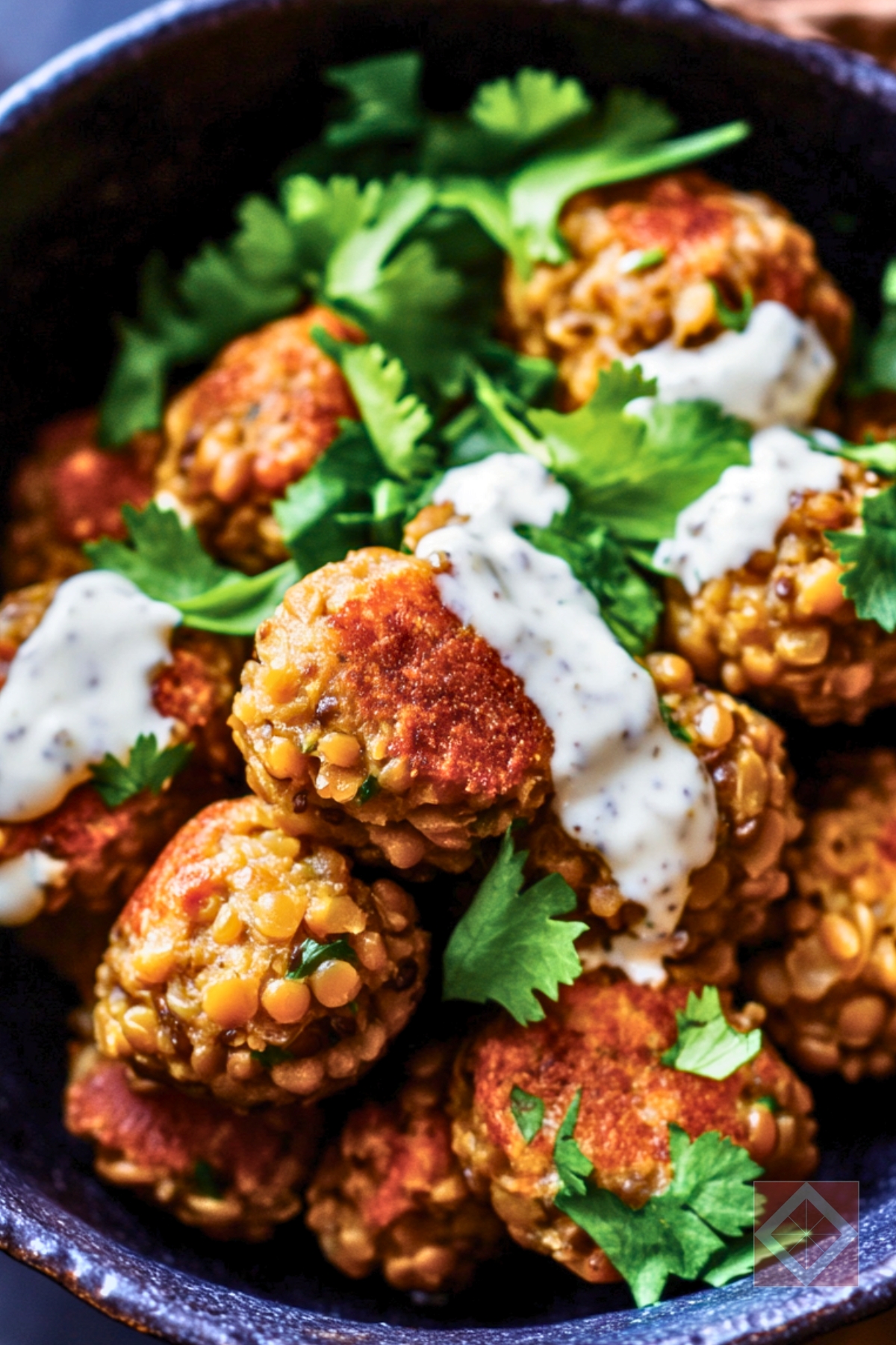 Tahini-Drizzled Farro-Lentil Balls for a Healthy Dinner - Farro Lentil Balls pin 1 midia