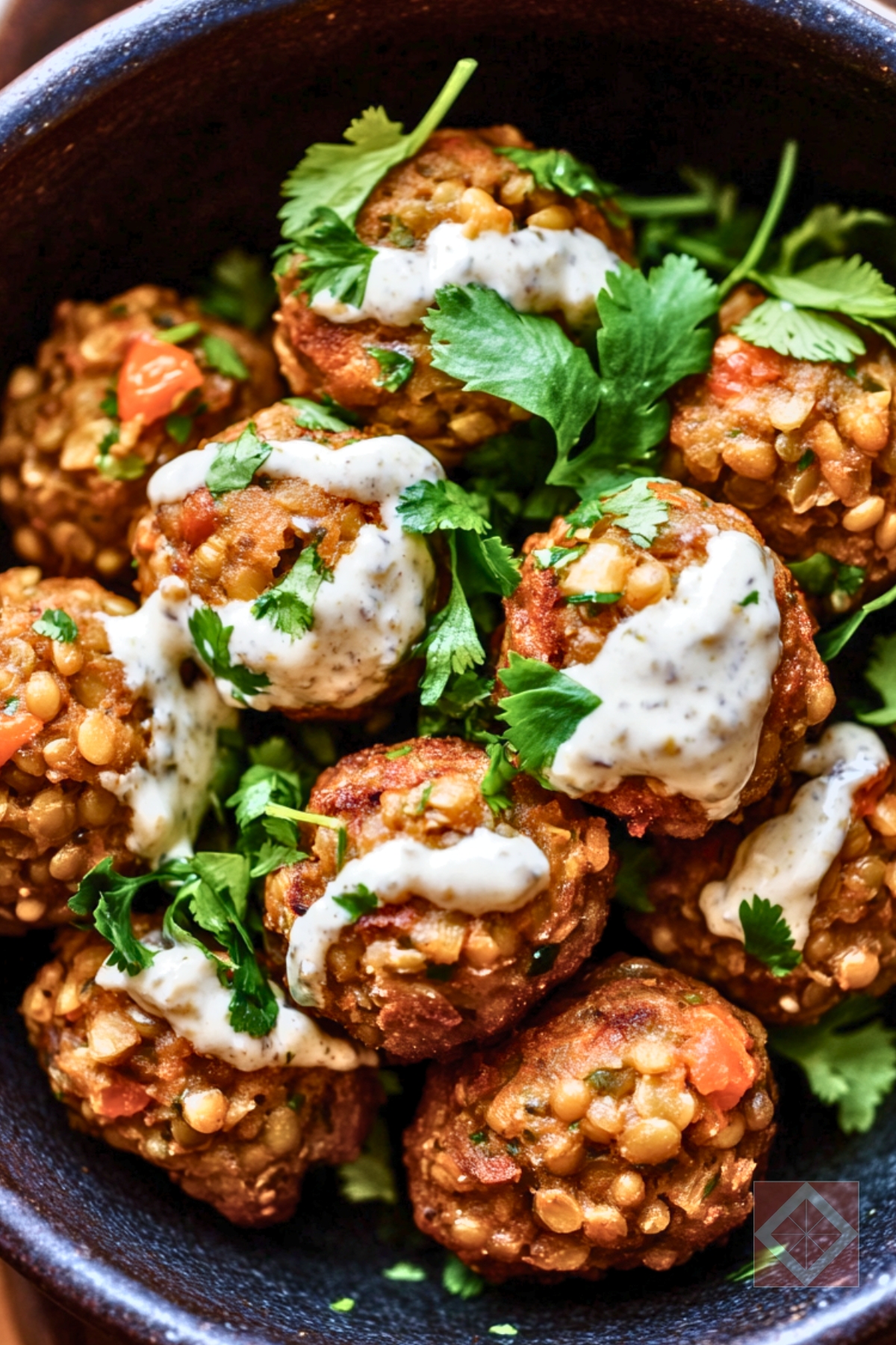 Tahini-Drizzled Farro-Lentil Balls for a Healthy Dinner - Farro Lentil Balls pin 2 midia