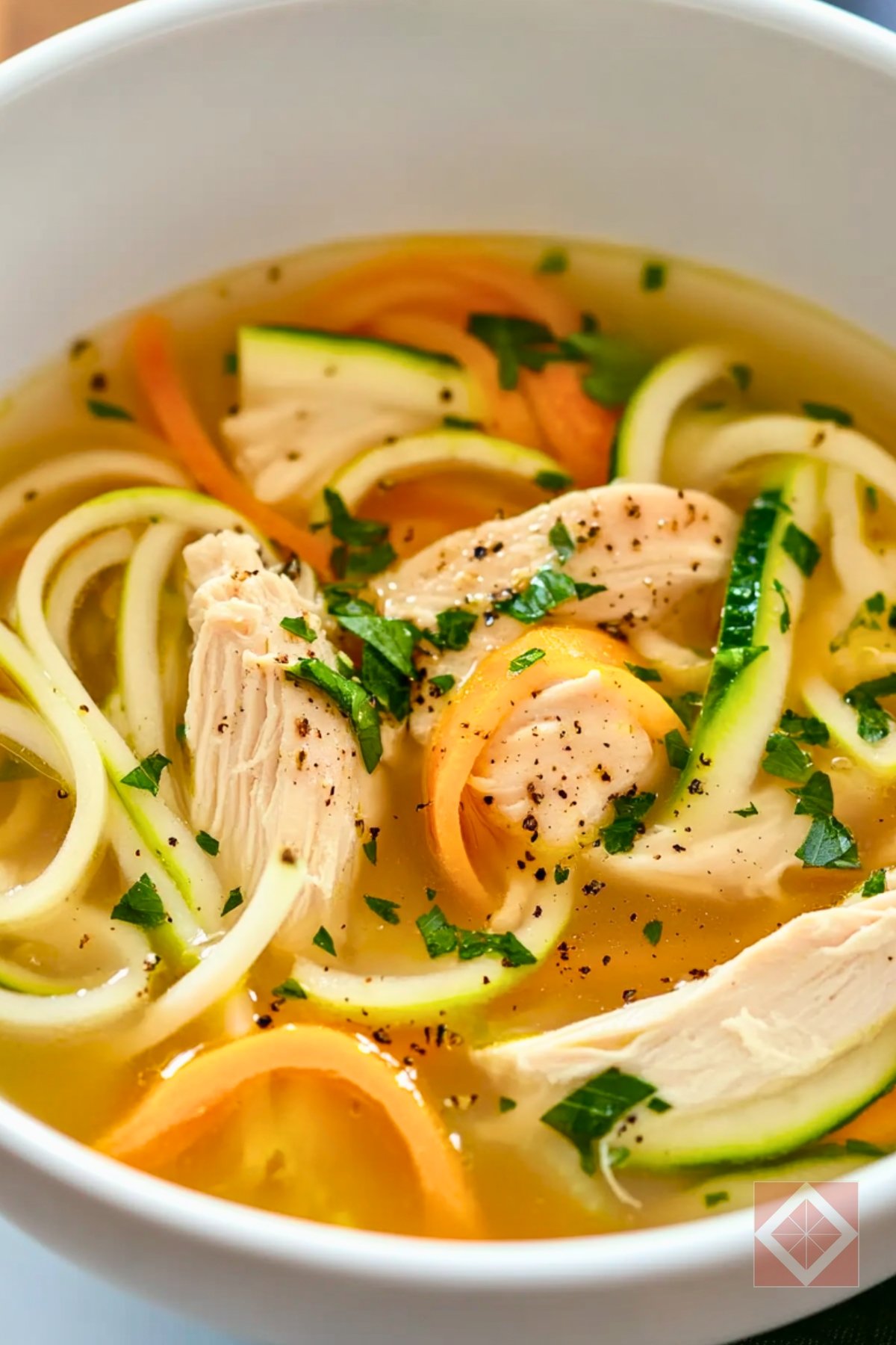 Immune-Boosting Golden Chicken Zoodle Soup Recipe - Golden Chicken Zoodle Soup pin 1 midia