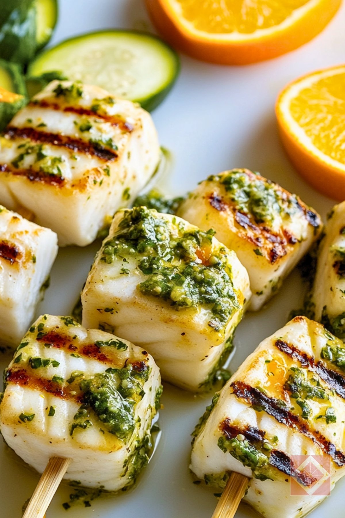 Flavor-Packed Halibut Skewers with Orange Chimichurri - Grilled Halibut Skewers with Orange Chimichurri pin 3 midia