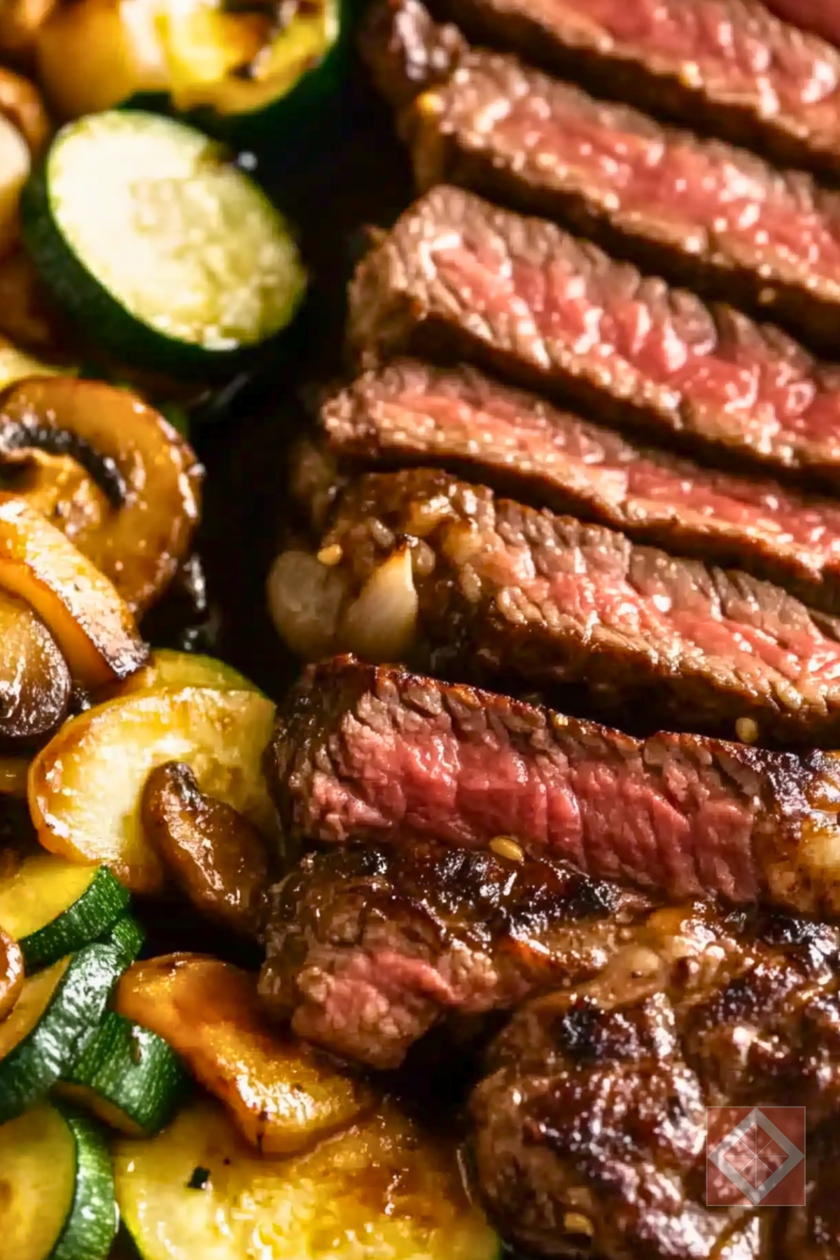 Easy Hibachi-Style Steaks with Zucchini & Shiitakes One-Pot Recipe - Hibachi Style Steaks with Zucchini and Shiitakes pin 2 midia