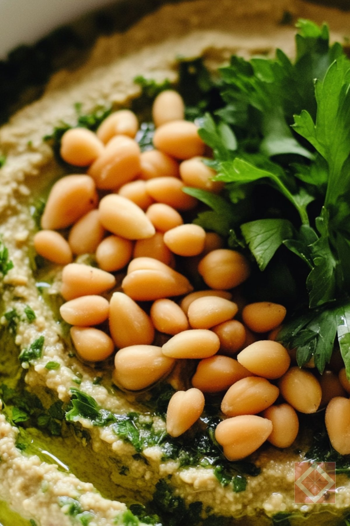 Hummus Recipe to Boost Your Anti-Inflammatory Diet - Hummus with Pine Nuts and Parsley pin 2 midia