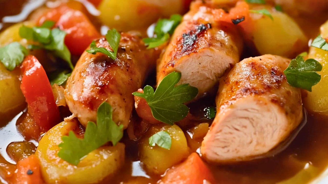 Easy Italian Braised Chicken Sausage Slow Cooker Recipe for Meal Prep - Italian Braised Chicken Sausages midia