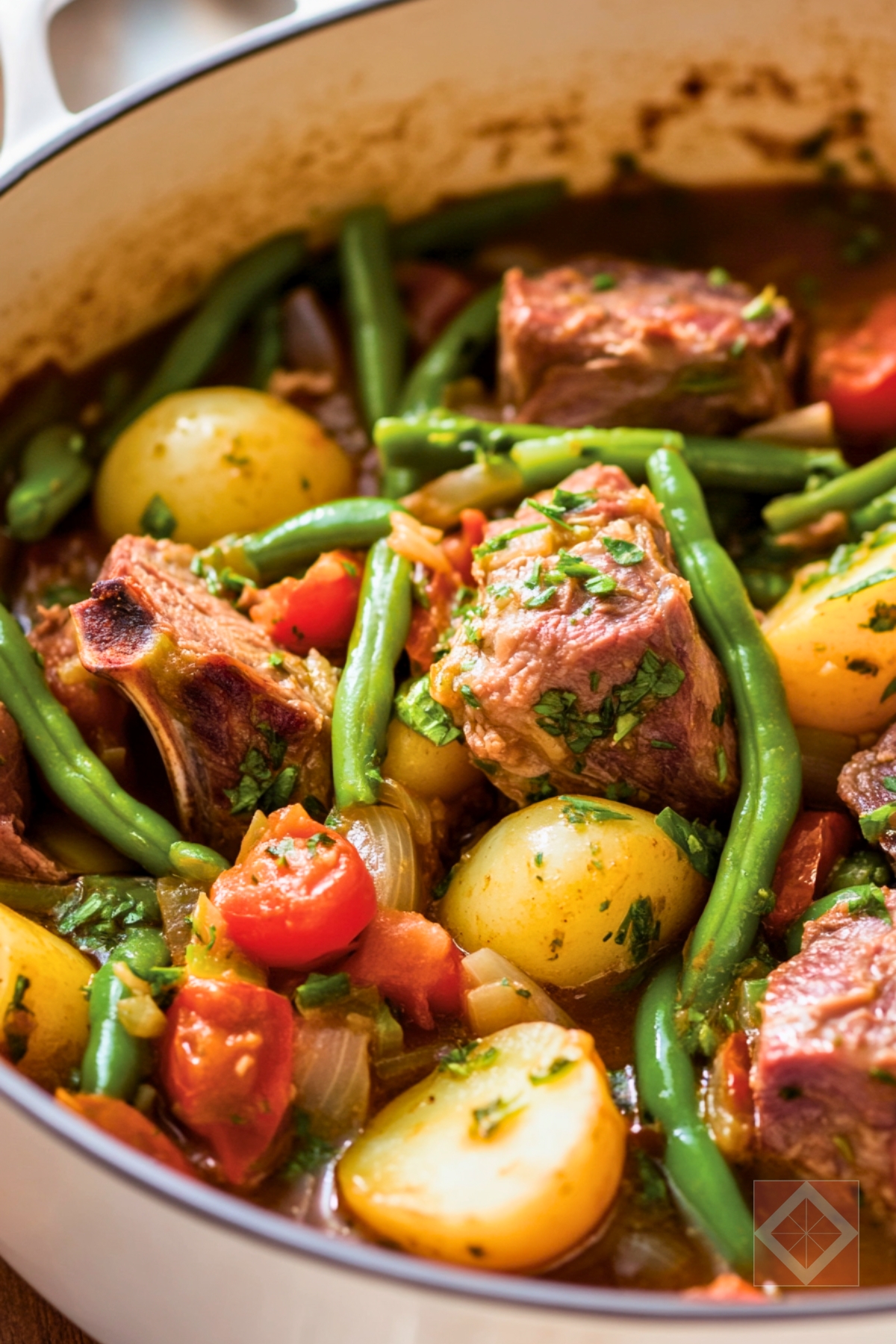 Easy Lamb Stew with Green Beans Tomatoes & Basil One-Pot Recipe - Lamb Stew with Green Beans Tomatoes and Basil pin 2 midia