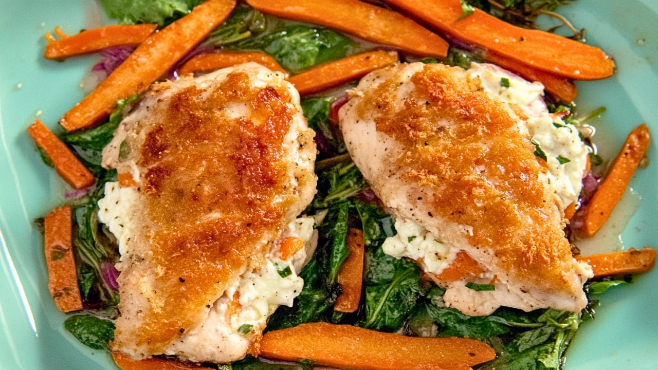 Easy Lemon-Goat Cheese Stuffed Chicken Breasts with Carrots One-Pot Recipe - Lemon Goat Cheese Stuffed Chicken Breasts with Carrots midia