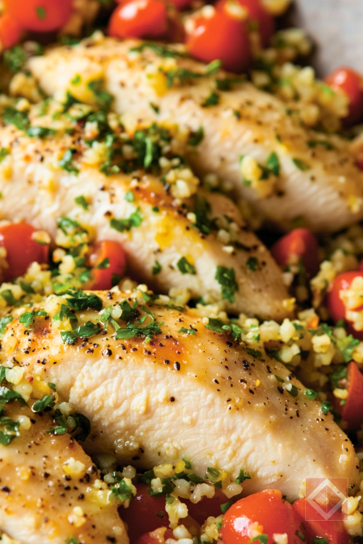 Simple Lemon-Oregano Chicken with Warm Tabbouleh for Dinner - Lemon Oregano Chicken with Warm Tabbouleh pin 2 midia