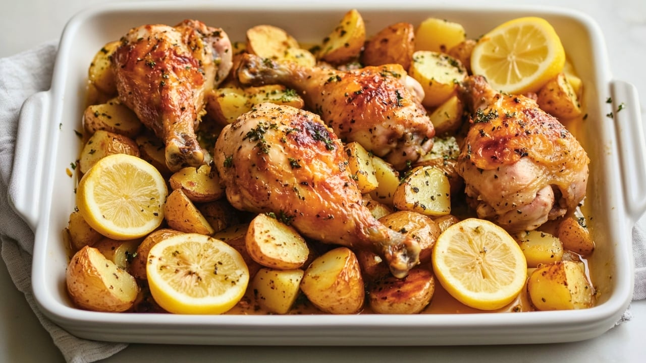 Simple & Delicious Lemon Oregano Chicken & Potatoes - Lemon Oregano Roasted Chicken Legs and Potatoes midia