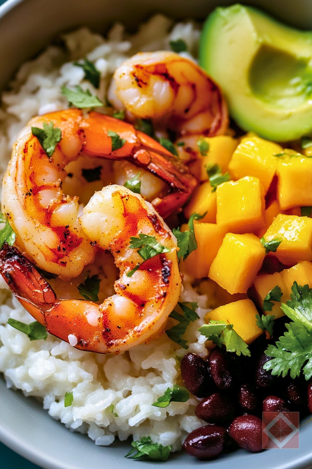 Irresistible Mango Salsa Rice Bowls with Spiced Jerk Shrimp - Mango Salsa Rice Bowls pin 2 midia
