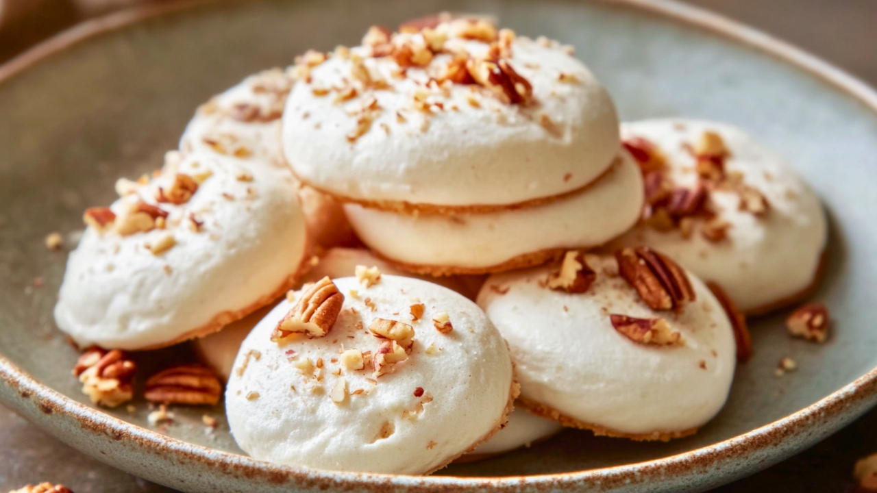 Light & Airy Maple Meringue Cookies with Pecans - Maple Meringue and Pecan Cookies midia