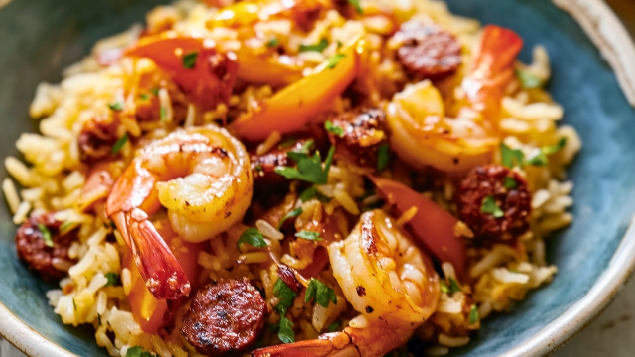 Satisfying One-Pot Rice Pilaf with Shrimp & Chorizo - One Pot Rice Pilaf midia