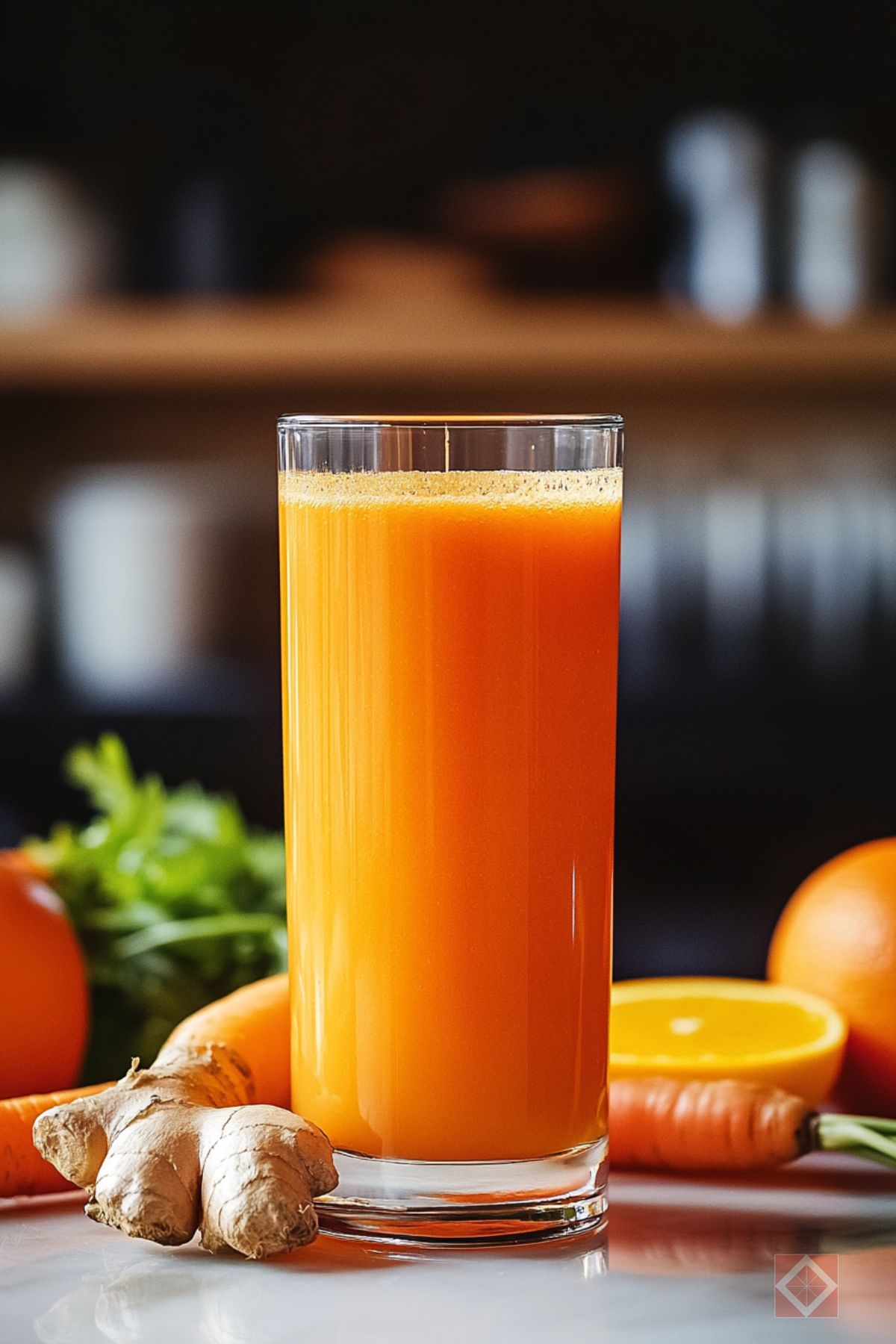 Easy Juicing Recipe for Immune-Boosting Orange Carrot-Ginger Juice - Orange Carrot Ginger Juice pin 1 midia