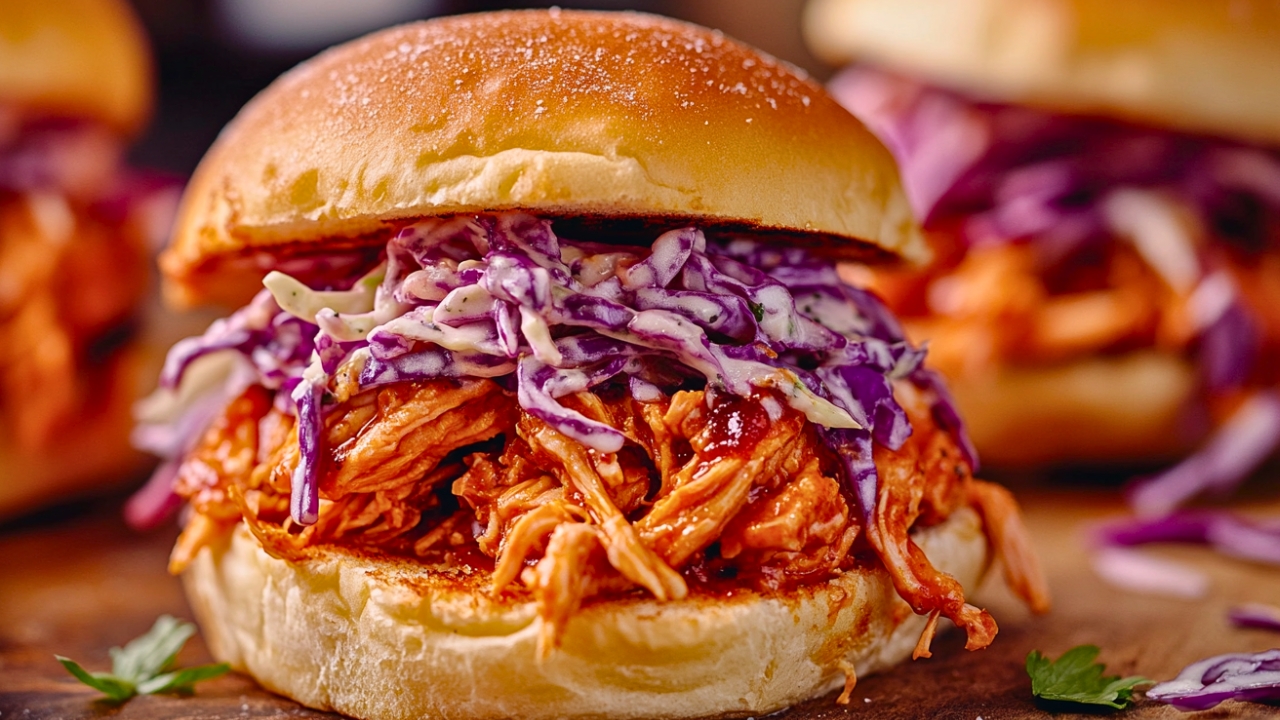 Pulled Chicken Sandwiches with Coleslaw One-Pot Recipe Made Easy - Pulled Chicken Sandwiches with Coleslaw midia