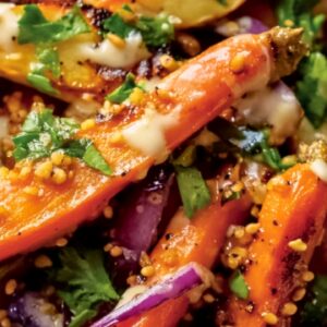 Healthy Lemon Tahini Vegetable Salad - Roasted Carrot and Parsnip Salad with Lemon Tahini Dressing midia