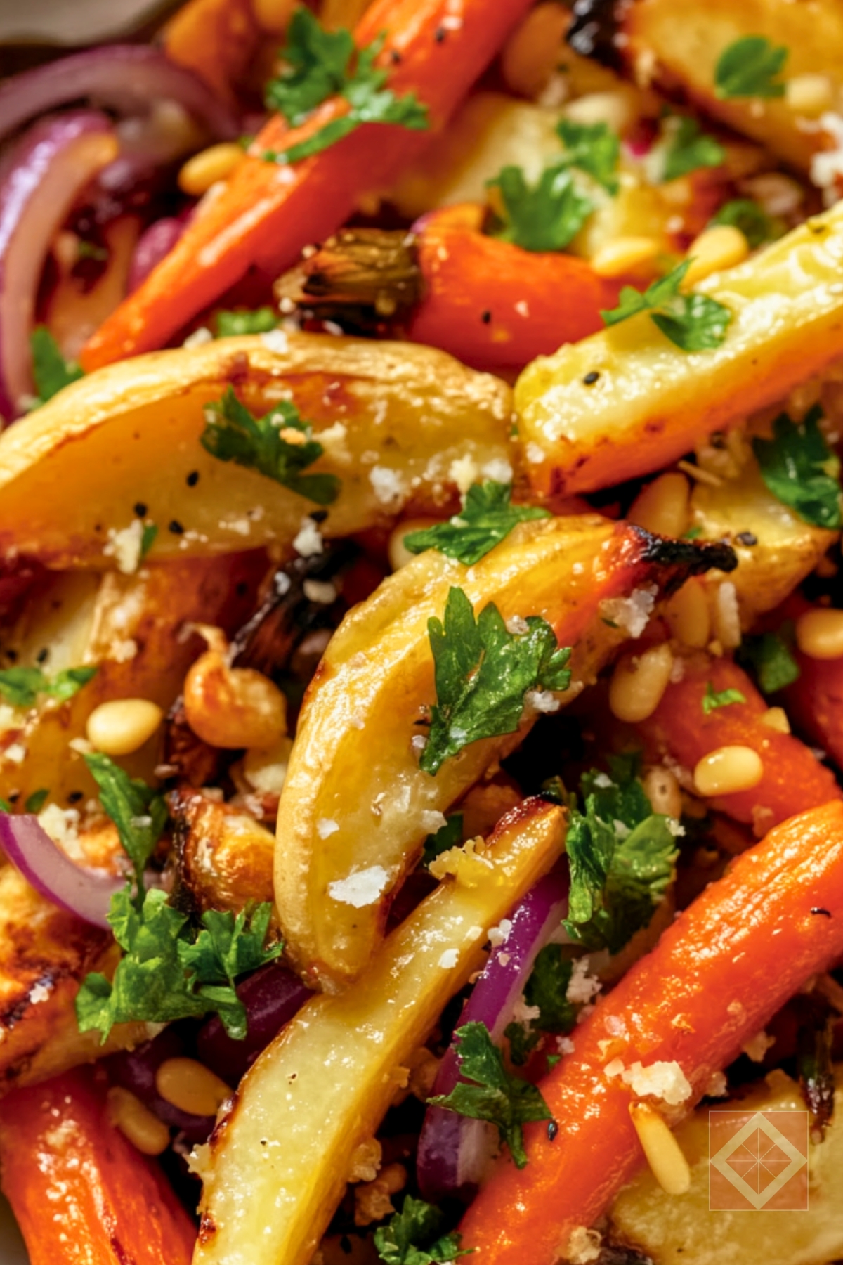 Healthy Lemon Tahini Vegetable Salad - Roasted Carrot and Parsnip Salad with Lemon Tahini Dressing pin 3 midia