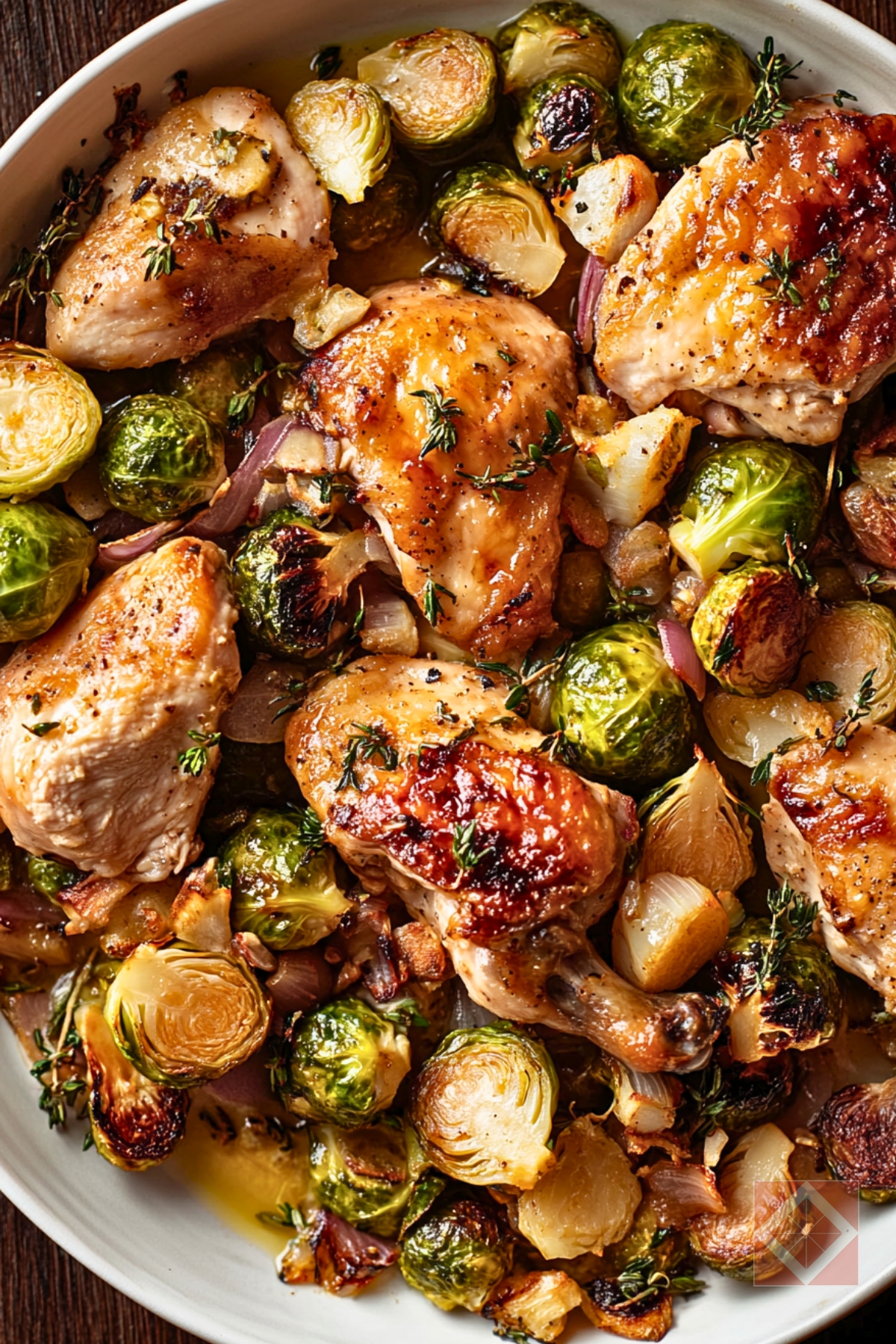 Garlic-Herb Roasted Chicken with Brussels Sprouts