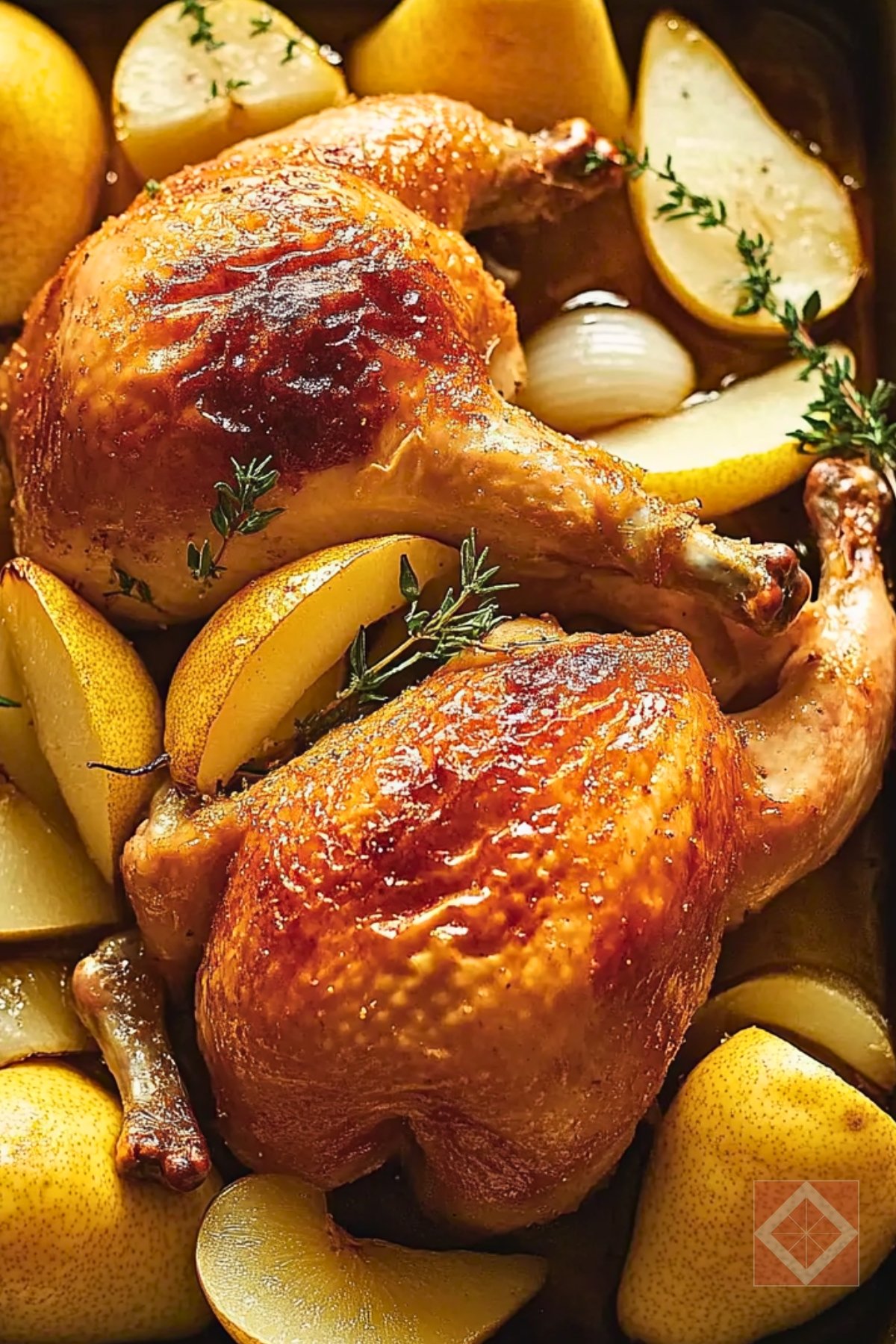 14 High-Protein Meat Recipes That Are Actually Healthy (And Crazy Delicious!) - Roasted Chicken with Fennel Pear and Onion pin 2 midia