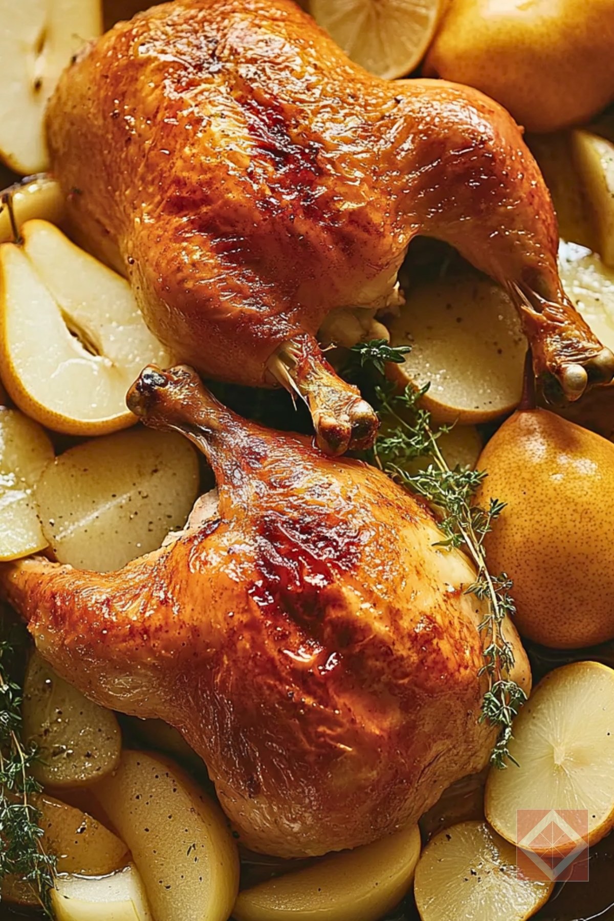 Two Roasted Chickens: A Time-Saving & Healthy Dinner Solution - Roasted Chicken with Fennel Pear and Onion pin 3 midia