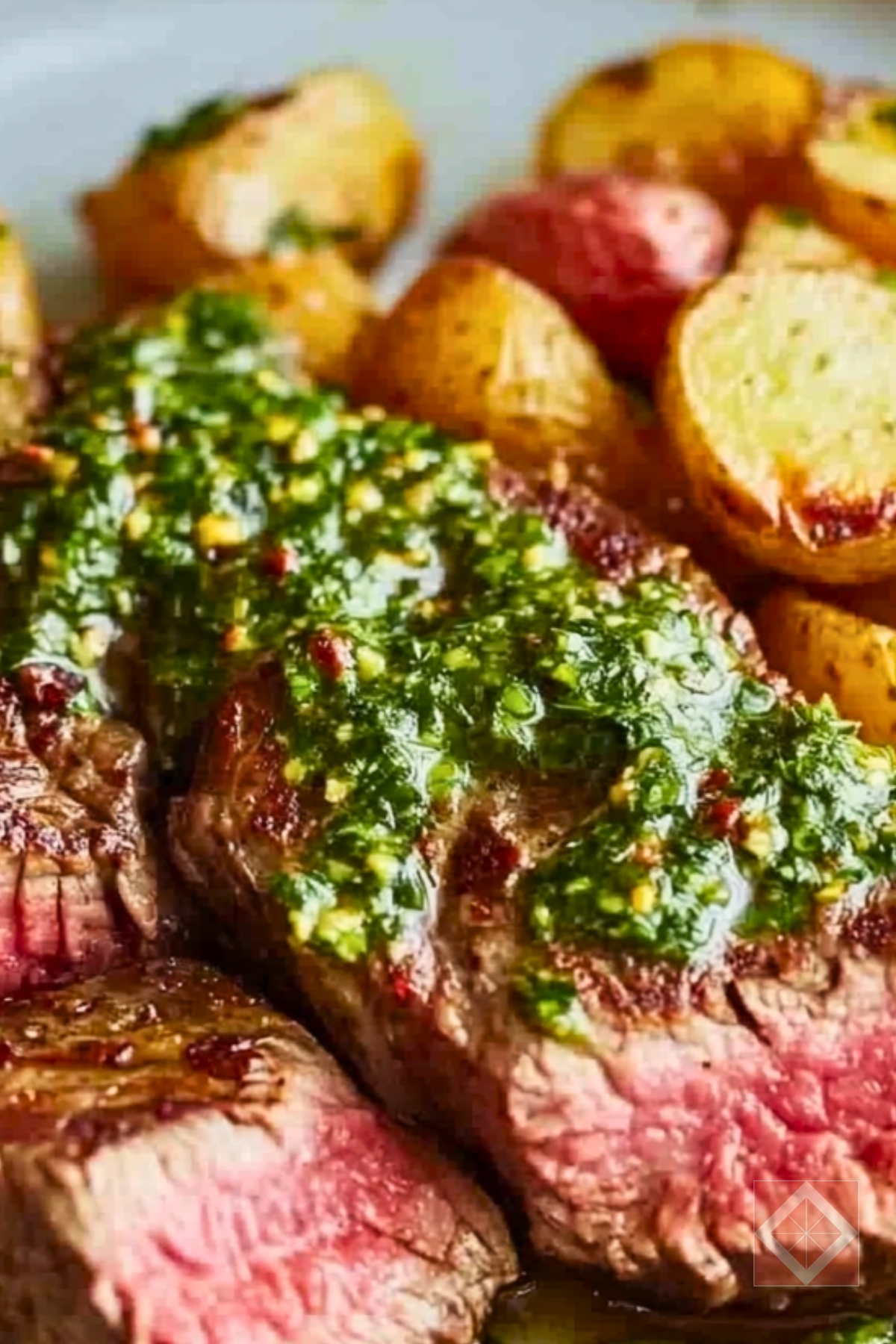 Best Seared Steaks with Crispy Potatoes & Herb Sauce One-Pot Recipe - Seared Steaks with Crispy Potatoes and Herb Sauce pin 1 midia