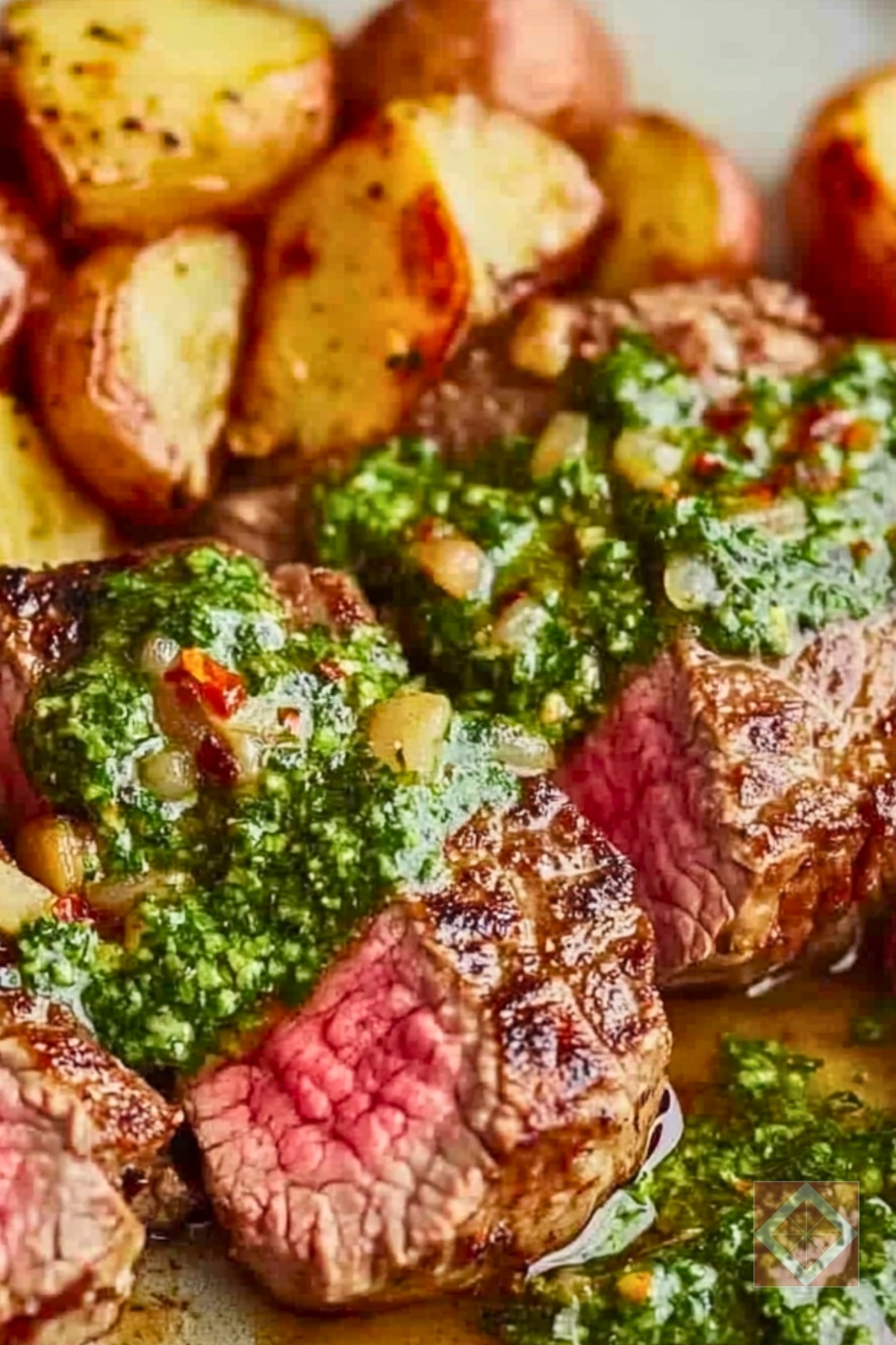 Best Seared Steaks with Crispy Potatoes & Herb Sauce One-Pot Recipe - Seared Steaks with Crispy Potatoes and Herb Sauce pin 2 midia