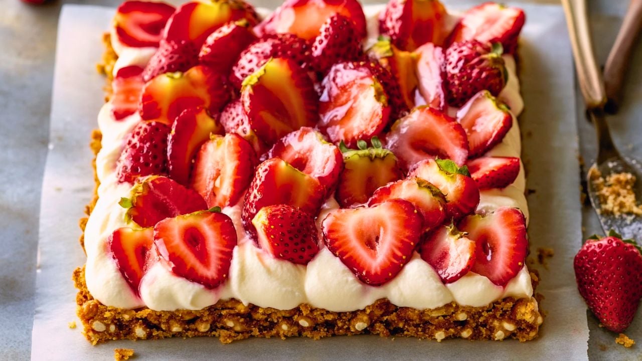 Sweet & Salty Strawberry Pretzel Tart Perfection - Strawberry Pretzel Tart midia