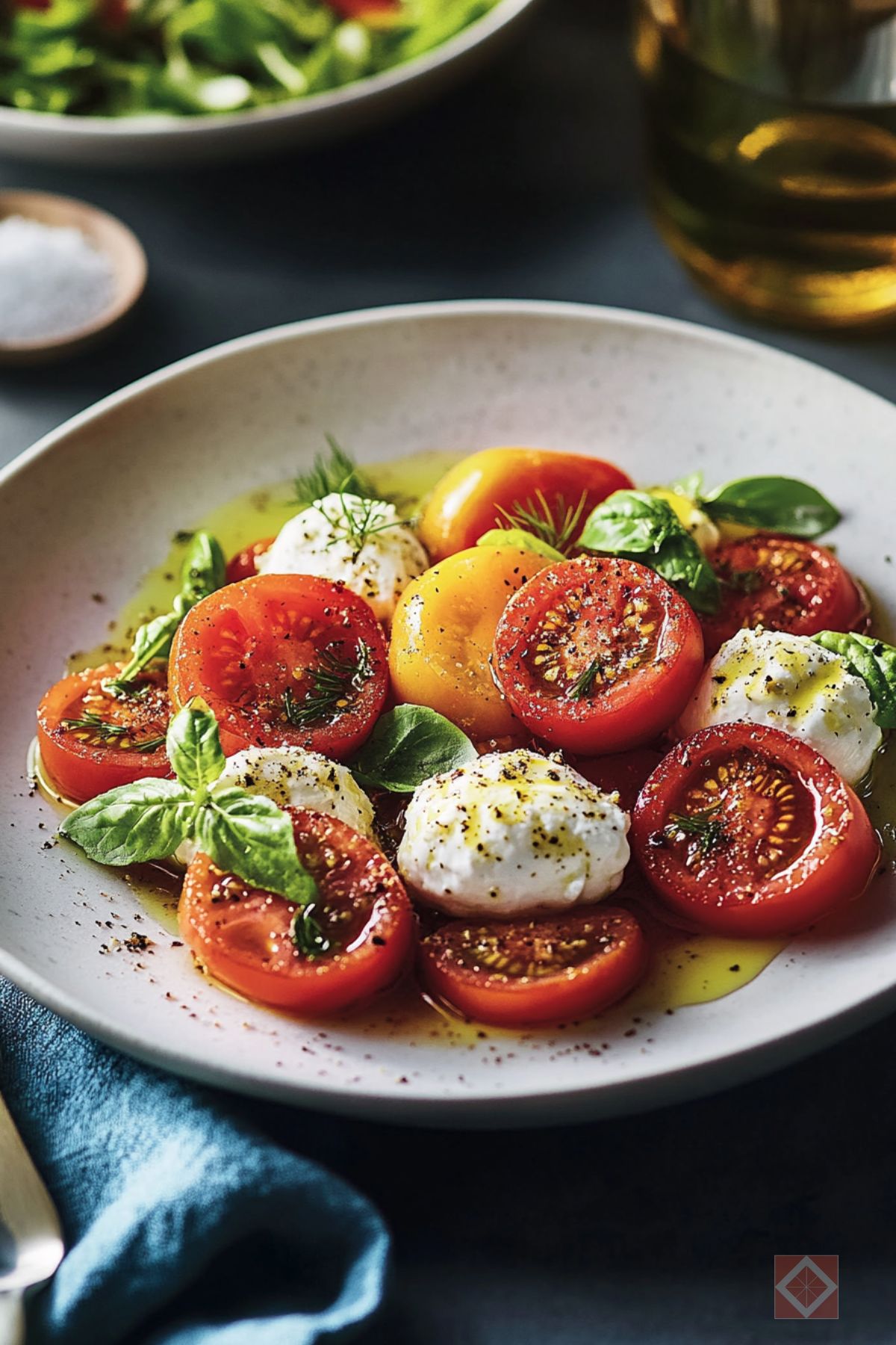 9 Salad Recipes So Good You'll Forget You're Eating Healthy - Tomato Burrata Salad pin 1 midia
