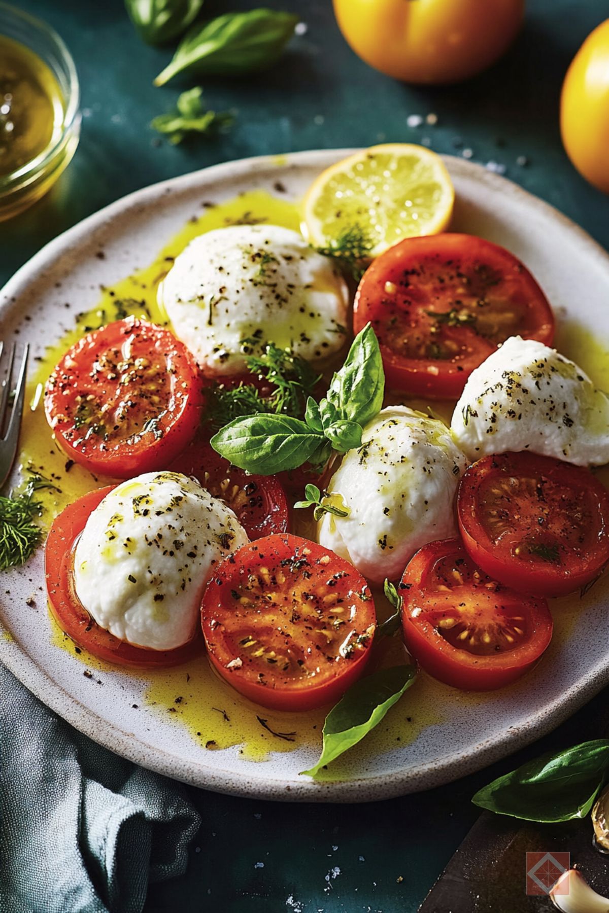 This 5-Minute Tomato Trick Makes Burrata Salad Taste Like Magic - Tomato Burrata Salad pin 2 midia